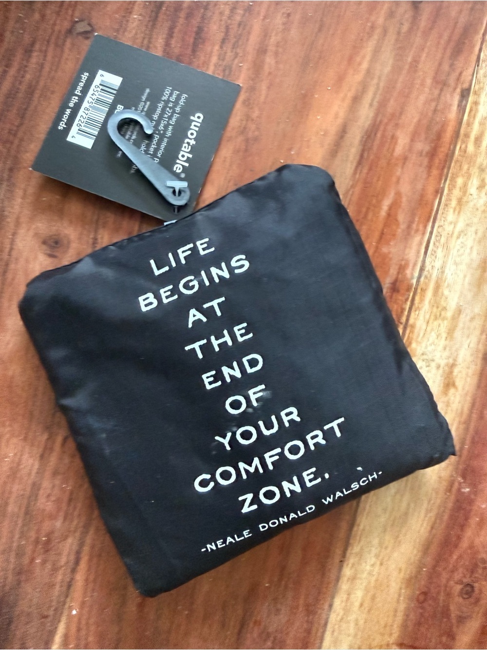 Black Packable Travel Tote - "Life Begins at the End of Your Comfort Zone"